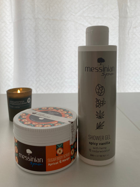 Pack exfoliante de mango y gel de baño spicy vainilla