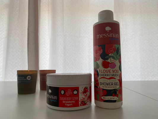 Pack exfoliante de yogur de fresa y champú